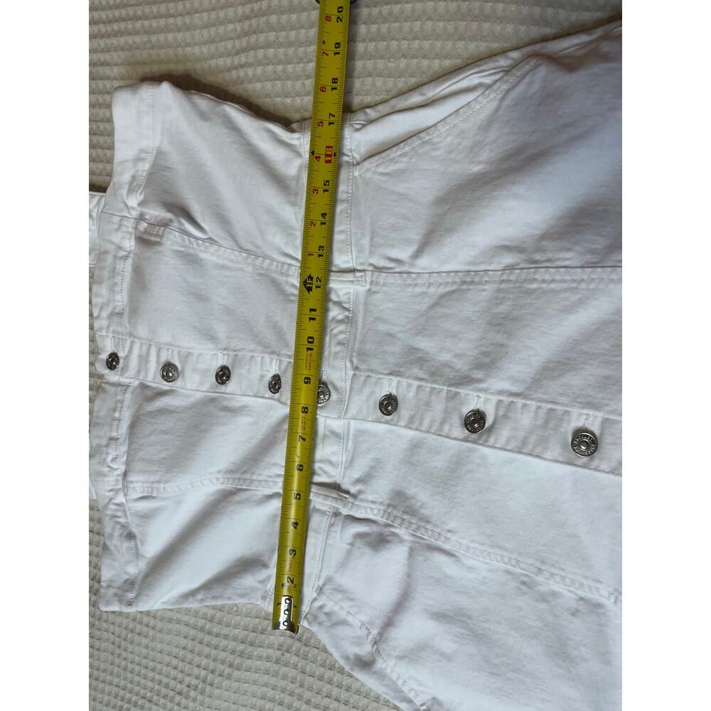 PAIGE Maddy Crisp White Denim Button Up Sleeveless Midi Dress Size 12 Minimalist - Picture 5 of 13